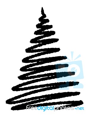 Grunge Christmas Tree On White Background Stock Image