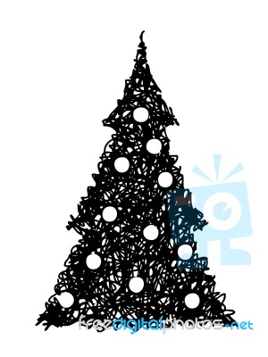 Grunge Christmas Tree On White Background Stock Image