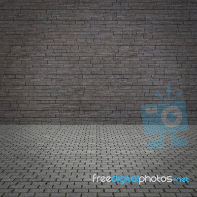 Grunge Concrete Wall And Old Pavement. Stock Image