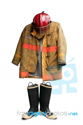 Grunge Fireman Suit Stock Photo