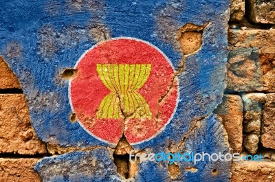 Grunge Flag Of The Association Asean Stock Photo