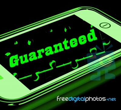 Guaranteed On Smartphone Shows Products Warranty Stock Image