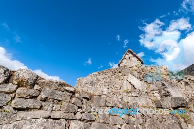 Guardhouse In Machu Picchu, Andes, Sacred Valley, Peru Stock Photo