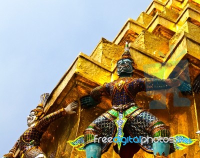 Guardian Of Wat Pra Kaew Grand Palace ,bangkok ,thailand Stock Photo