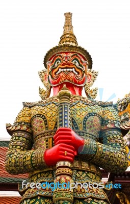 Guardian Statue At Wat Phra Kaew Grand Palace Bangkok,thailand Stock Photo