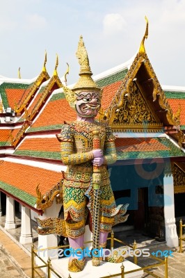 Guardian Statue At Wat Phra Kaew Grand Palace Bangkok,thailand Stock Photo