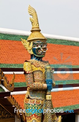 Guardian Statue At Wat Phra Kaew Grand Palace Bangkok,thailand Stock Photo