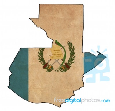 Guatemala Map On Guatemala  Flag Drawing ,grunge And Retro Flag Stock Image