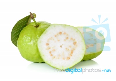 Guava Fruit Isolated On The White Background Stock Photo