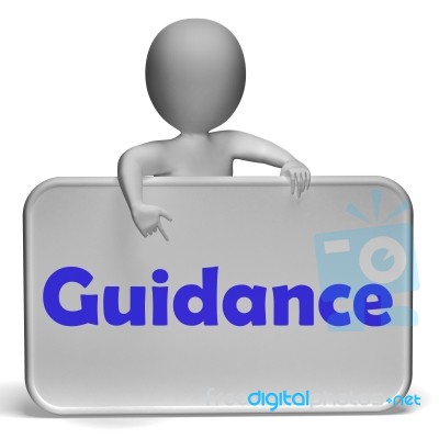 Guidance Sign Shows Instruction Direction And Support Stock Image