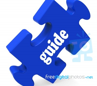 Guide Puzzle Shows Consulting Instructions Guideline And Guiding… Stock Image