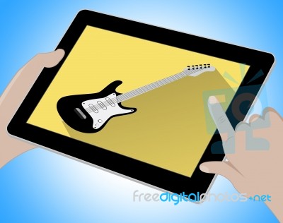 Guitar Online Indicates Internet Guitars And Musician Stock Image