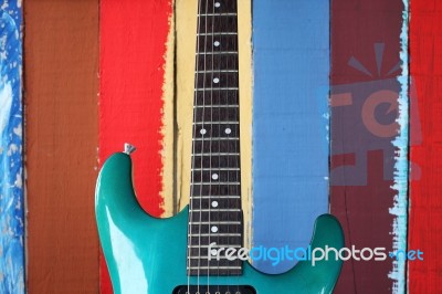 Guitar With Colorful Background Stock Photo