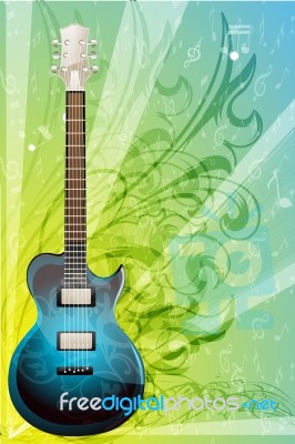 Guitar With Floral Design Stock Image