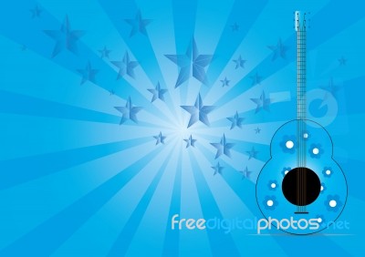 Guitar With Star Music On Background Stock Image