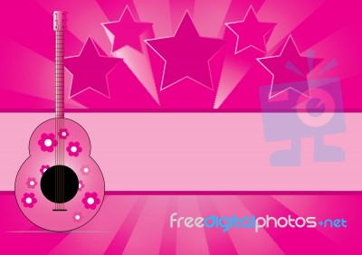 Guitar With Star Music On Background Stock Image