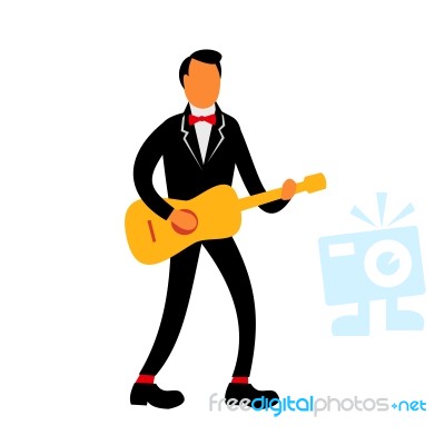 Guitarist In Tuxedo Playing Guitar Retro Stock Image