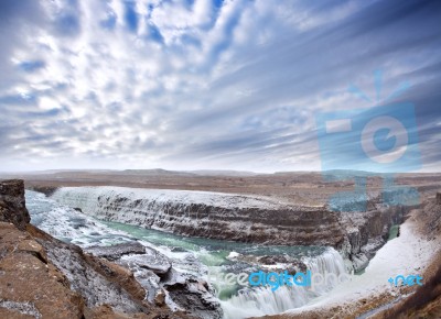 Gulfoss Waterfall In Iceland Stock Photo