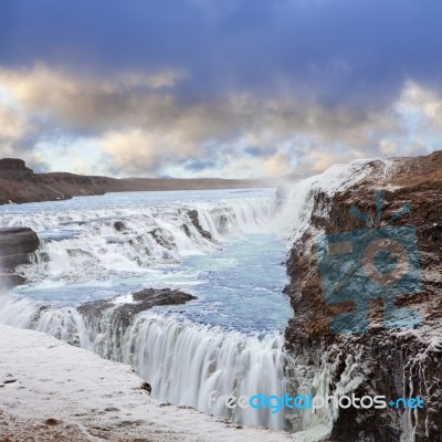 Gulfoss Waterfall In Iceland Stock Photo