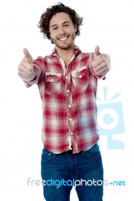 Guy Showing Double Thumbs Up Stock Photo