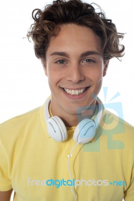 Guy With Headset Stock Photo