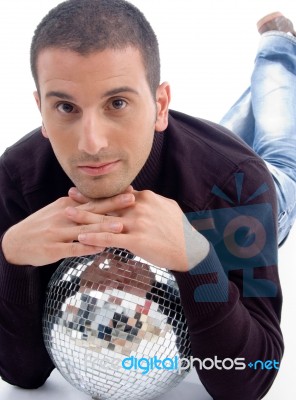 Guy With Party Disco Ball Stock Photo