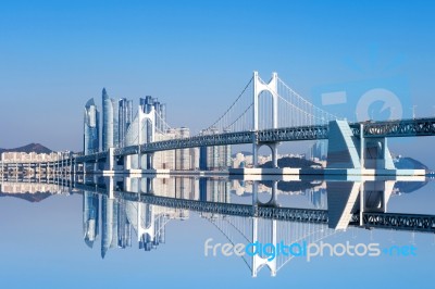 Gwangan Bridge And Haeundae In Busan,korea Stock Photo