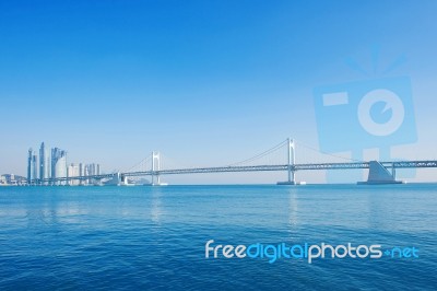 Gwangan Bridge And Haeundae In Busan,korea Stock Photo