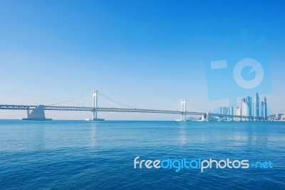 Gwangan Bridge And Haeundae In Busan,korea Stock Photo