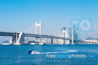 Gwangan Bridge And Haeundae In Busan,korea Stock Photo