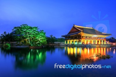 Gyeongbokgung Palace At Night In Seoul,korea Stock Photo