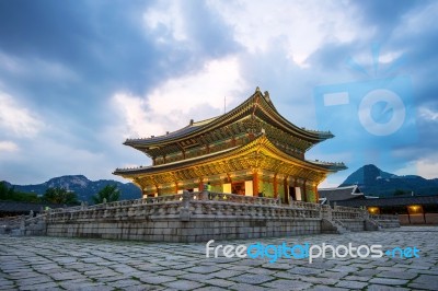 Gyeongbokgung Palace At Night In Seoul,korea Stock Photo