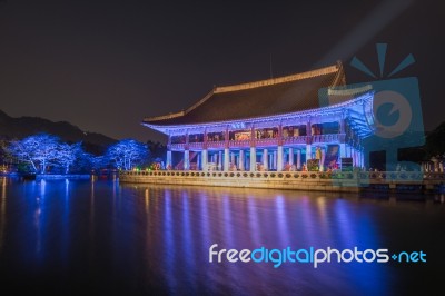 Gyeongbokgung Palace At Night In Seoul,korea Stock Photo