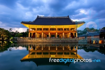 Gyeongbokgung Palace At Night In Seoul,korea Stock Photo