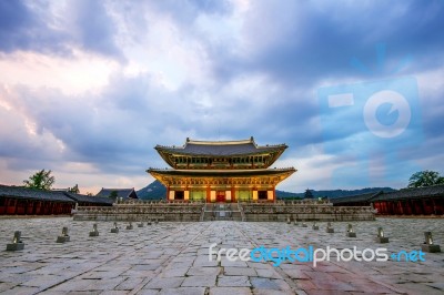 Gyeongbokgung Palace At Night In Seoul,korea Stock Photo