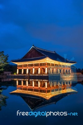 Gyeongbokgung Palace At Night In Seoul,korea Stock Photo