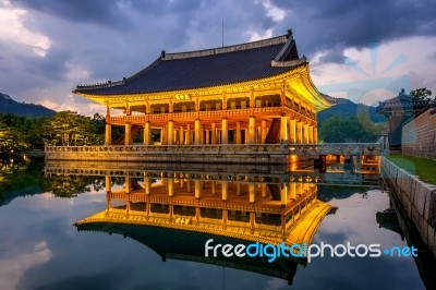 Gyeongbokgung Palace At Night In Seoul,korea Stock Photo