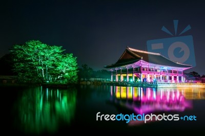 Gyeongbokgung Palace At Night In Seoul,korea Stock Photo