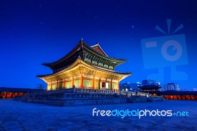 Gyeongbokgung Palace At Night In Seoul,korea Stock Photo