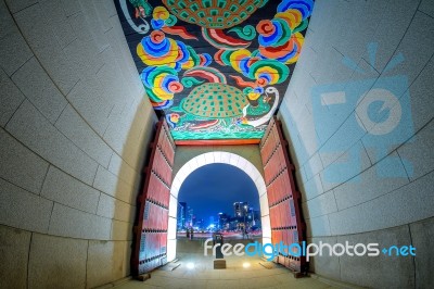 Gyeongbokgung Palace At Night In Seoul,korea Stock Photo