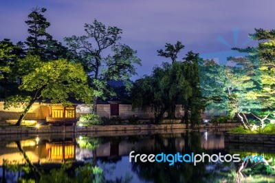 Gyeongbokgung Palace At Night In Seoul,korea Stock Photo