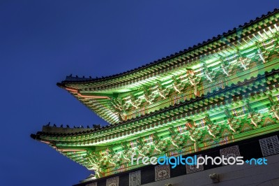 Gyeongbokgung Palace At Night In Seoul,korea Stock Photo