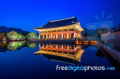 Gyeongbokgung Palace At Night In Seoul,korea Stock Photo