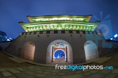 Gyeongbokgung Palace At Night In Seoul,korea Stock Photo