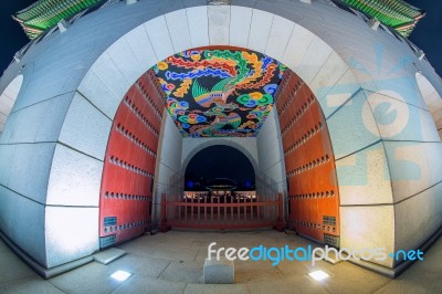 Gyeongbokgung Palace At Night In Seoul,korea Stock Photo