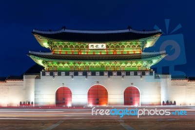 Gyeongbokgung Palace At Night In Seoul,south Korea Stock Photo