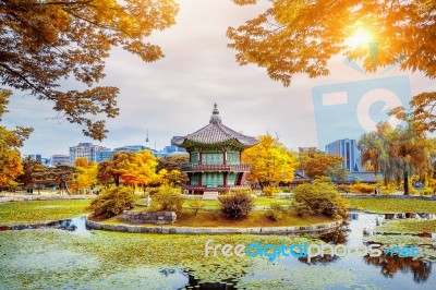 Gyeongbokgung Palace In Autumn,south Korea Stock Photo