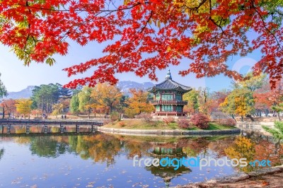 Gyeongbokgung Palace In Autumn,south Korea Stock Photo