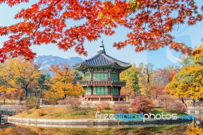 Gyeongbokgung Palace In Autumn,south Korea Stock Photo