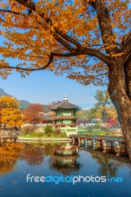 Gyeongbokgung Palace In Autumn,south Korea Stock Photo